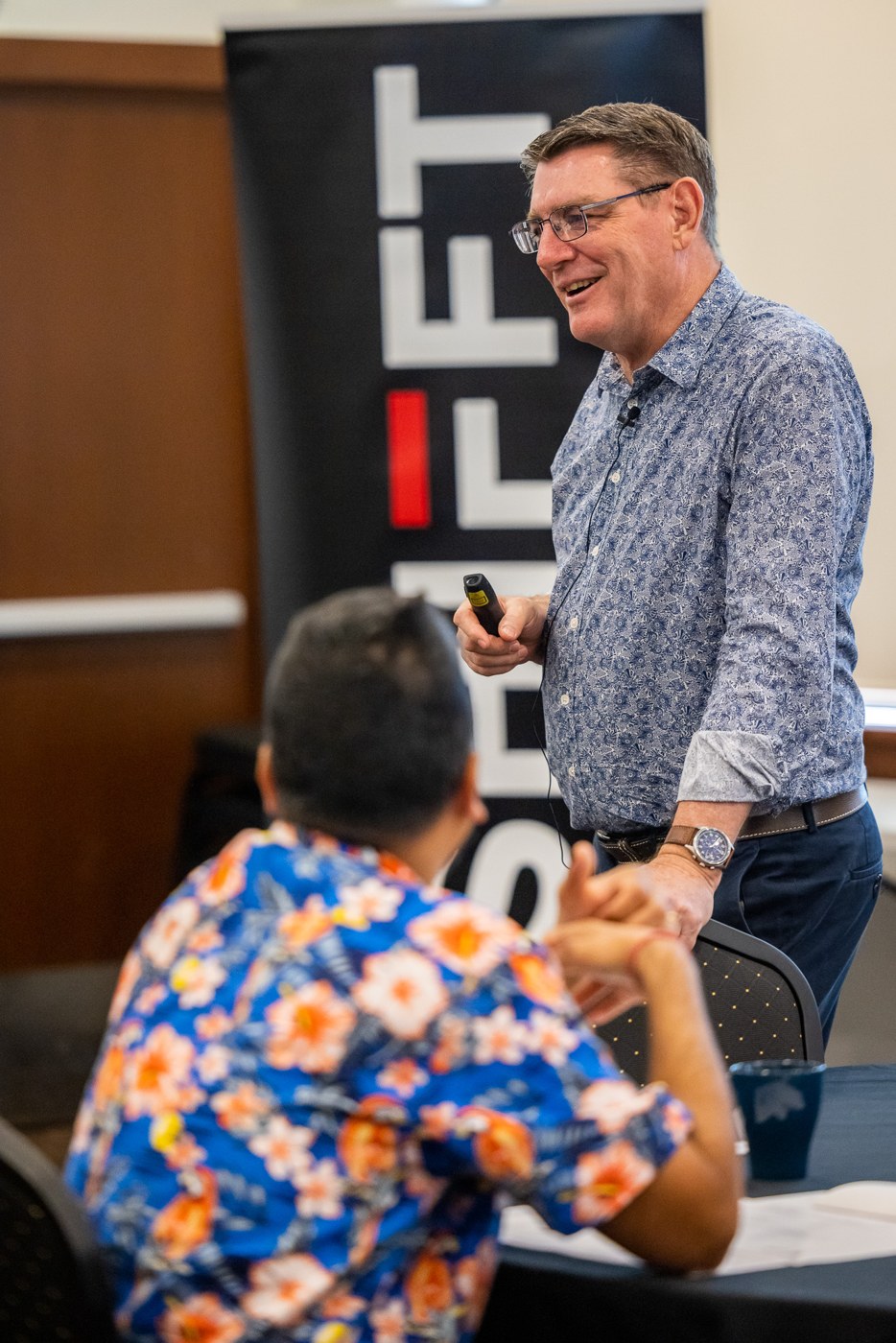 Russell Cummings listening during a workshop